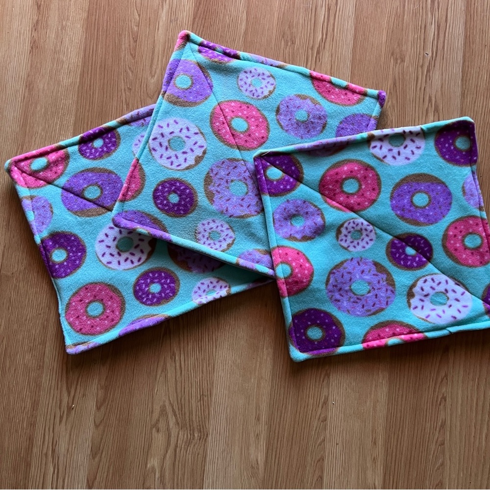 Small Animal Pads 16” Reversible Fleece Lot 3 Carriers Piddle Kennel Donuts